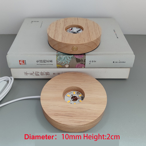 USb pil işletilen 3D gece işık yuvarlak Roval ahşap taban akrilik kristal Galaxy cam küp Led gece lambası ahşap taban - Product Image 2