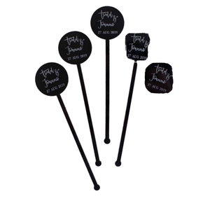 Palillos Decorativos Acrílicos Negros para Bebidas, Ecológicos, Modernos, con Texto Grabado, de Lujo, Transparentes, para Bar, Fiesta, Boda - Product Image 1