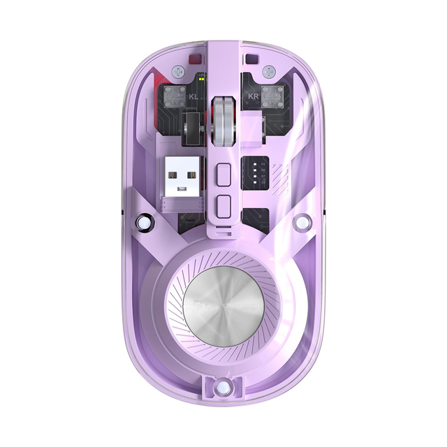Transparent Wireless Dual Mode(BT + 2.4 GHz) Mouse Rechargeable Multi-device Wireless Pairing Mouse for PC/Mac/Winds/Laptop