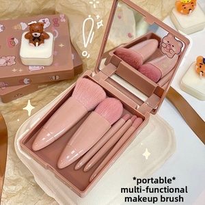 Ensemble de 5 pinceaux de <span class=keywords><strong>maquillage</strong></span> de voyage écologiques portables, <span class=keywords><strong>pinceau</strong></span> plat carré compatible avec l'eye-liner, pour le blush, la poudre libre - Product Image 4