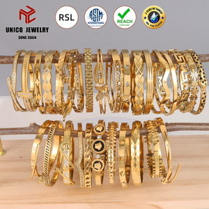 Оптовые модные золотые браслеты из нержавеющей стали с покрытием PVD 18K под золото, не тускнеющие, для женщин - Product Image 2