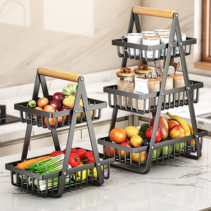 <strong>3</strong>-<strong>layers</strong> Household Metal <strong>Counter</strong> <strong>top</strong> Organizer Black Fruit Storage Basket Double <strong>Layers</strong> for Home Kitchen Use-for Fruit Bread - Product Image 6