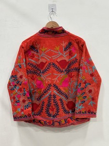 Indian Suzani Embroidery <b>Velvet</b> <b>Jacket</b> Suzani Boho Coat Unisex Spring <b>Jacket</b> Ethnic Luxury Outerwear for Stylish <b>Women</b> - Product Image 3
