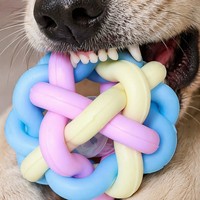 Jouet pour chat et chien en caoutchouc, balle clochette couleur macaron, balle interactive pour animaux de compagnie, jeu à la maison