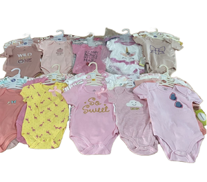 Pure Soft 100% Cotton Baby Bodysuit Crew Neck Short Sleeve Snap Crotch Closure Ultra Breathable Gentle Comfort Infant Rompers - Product Image 1