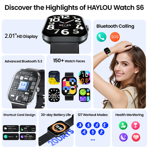 Haylou S6 unisex Smartwatch AMOLED tập thể dục hoạt động Tracker Silicone IP68 từ đồng hồ báo thức Heart Rate Monitor ứng dụng miễn phí - Product Image 3