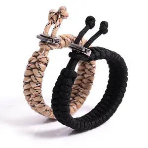 Wholesale fish tail 550 paracord survival bracelets with metal clasp adjustable size outdoors