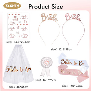 YACHEN Décorations de fête pour future mariée : Bannière Or Rose, Diadème, Écharpe et Voile pour future mariée, pour Douche nuptiale et Enterrement de vie de jeune fille - Product Image 3
