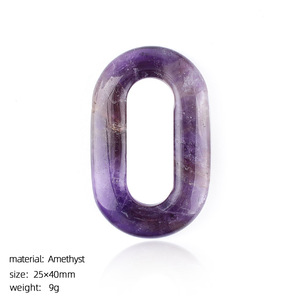 Pingente Oval de Pedra Natural 25x40mm com Furo Grande, Círculo de Cristal Esculpido para Fabricação de Joias e Colares DIY - Product Image 5