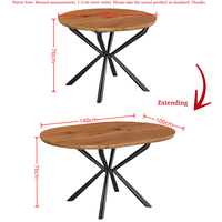 Table à manger extensible moderne en bois pour petits espaces, table avec pieds en métal, mobilier de restaurant