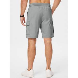 2025 hommes sportif décontracté Cargo Shorts XXS taille classique cordon taille élastique plaine teint velours côtelé avec Logos et poches - Product Image 3