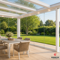Véranda moderne personnalisée en verre trempé avec éclairage LED sur le bord, pour jardin, patio, cour, maison, villa, OEM ODM