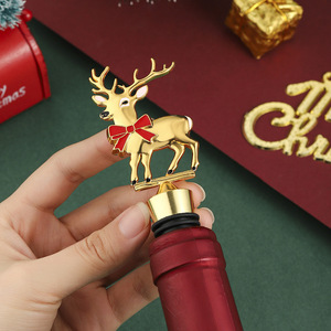 Christmas Reindeer <b>Wine</b> Stopper Gold And Silver Metal Bottle Sealer Holiday Gift - Product Image 3