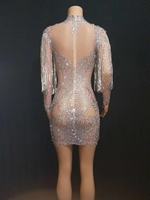 Costume en maille pour femmes, vêtement De luxe, avec des strass et des paillettes, tenue De fête d'anniversaire, De scène