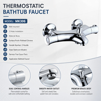 Robinet de baignoire thermostatique à double poignée, type pont, finition chrome poli, fixation murale à deux trous, corps en laiton, classique, remplacement gratuit