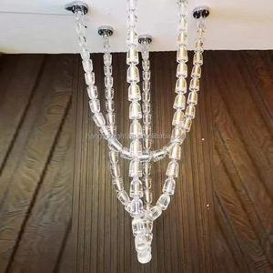 Büyük özelleştirme otel lobisinde uzun merdiven lüks akrilik cam kristal yüksek tavan kolye LED avize DIY kolye ışık