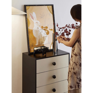 Chest Of Drawers Solid Wood Storage Cabinet Bedroom Dresser With Four Drawers Vintage Style - Product Image 2