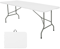Table de camping pliable légère de 6 pieds, table à manger portable avec pieds en acier et poignée de transport pour pique-nique, fête, mariage, événements