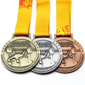 Grosir Desain Kustom Zinc Alloy Powerlifting Sport Metal Sport Medal