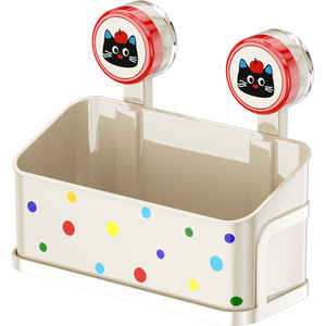 Bathroom Storage Rack Suction Mounted Rectangular Cosmetic Organizer With Polka Dots For Sink Corner Use - Product Image 5