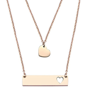 Fashion Mother's Day <strong>Gift</strong> <strong>For</strong> Mom Grandma <strong>Daughter</strong> Stainless Steel Silver 18k Gold Bar Disc Heart Jewelry Necklace - Product Image 2