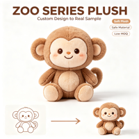 Boneka Monyet Cokelat Netral Zoo, Dapat Dikustomisasi Fitur Telinga dan Ekor, Mainan Hias untuk Dekorasi Rumah Keluarga