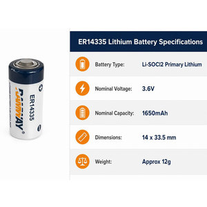 Batterie au lithium liquide LiCoO2 PANWAY ER14335 3,6 V 1650 mAh, remplacement 2/3AA pour compteur intelligent TL-5955 SL-761, détecteur de gaz - Product Image 2