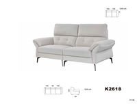Ensemble de canapé deux places avec ottoman de rangement, style mi-moderne, revêtement en tissu capitonné et pieds en bois pour salon