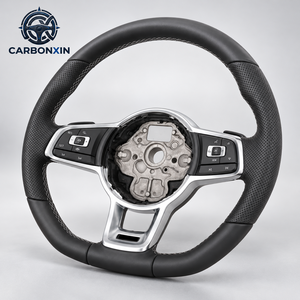 Volante Deportivo Personalizado para Golf MK8 R, Cuero Perforado con Franja Azul, Botón de Encendido/Apagado y Selector de Conducción, Palanca de Cambios - Product Image 3