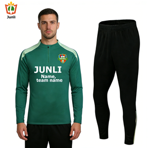 Camiseta de fútbol de manga larga con media cremallera de poliéster para hombre, ideal para entrenamiento de primavera, venta al por mayor - Product Image 1