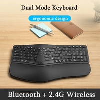 Teclado Ergonómico Dividido Retroiluminado Blanco, Teclado Inalámbrico de 2.4G con Reposamuñecas, Teclado Recargable para Windows/Mac