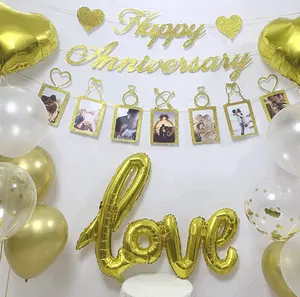 Decorazioni per l'anniversario Kit di forniture per feste Happy Anniversary Banner Photo Banner palloncini a tema anniversario per la decorazione di nozze