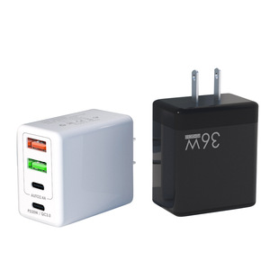 Type C ที่ชาร์จแบบเร็ว PD 36W + QC3.0 USB C ที่ชาร์จแบบเร็ว4พอร์ต UK EU US plug ที่ชาร์จติดผนัง - Product Image 5