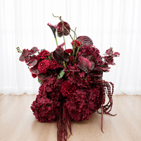 Fleurs artificielles réalistes bordeaux rouge foncé, toucher naturel, hortensia, lys calla, pour arrangements de mariage, fête, événement, arche et toile de fond