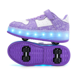 Chaussures à roulettes LED pour enfants, 4 roues amovibles, baskets lumineuses à roulettes, pour garçons et filles, <span class=keywords><strong>glisseurs</strong></span> de rue, taille 29-40 - Product Image 2
