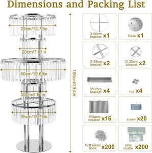 Pendentifs en acrylique véritable scintillants, centres <span class=keywords><strong>de</strong></span> table, <span class=keywords><strong>support</strong></span> à fleurs <span class=keywords><strong>de</strong></span> mariage à 5 niveaux, robuste - Product Image 6