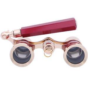 3x25 Handle lipat antik Telesope Adjustable Vintage merah logam Opera kacamata teropong - Product Image 5