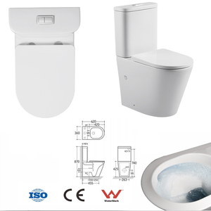 WC industriel rond en céramique deux pièces avec cuvette à double chasse et bords colorés, fabriqué en usine. - Product Image 6