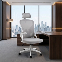 Chaise de bureau ergonomique à dossier haut en maille, chaise d'ordinateur avec coussin en mousse moulée épaisse, accoudoirs réglables, appui-tête et soutien lombaire