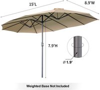 Parasol géant de jardin en acier inoxydable robuste, imperméable, avec éclairage solaire LED pour piscine, terrasse extérieure, hôtel