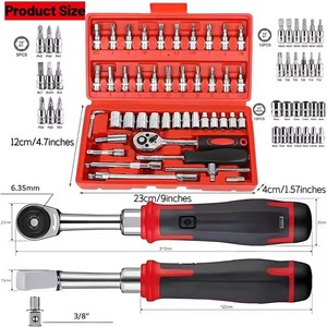 46pc Drive Socket <strong>Set</strong> Car Repair Tool Kit Ratchet <strong>Torque</strong> <strong>Wrench</strong> Combo Mechanic Tool Kits <strong>Portable</strong> Mechanics <strong>Hand</strong> Tool <strong>Set</strong> - Product Image 3