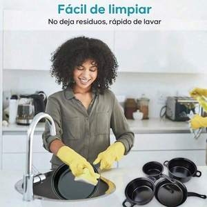 Ensemble de 13 ustensiles de cuisine antiadhésifs, casseroles et cuillères pour induction, poêle noire et casserole à lait, parfait pour les dîners en famille et le camping - Product Image 6