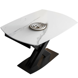 Ensemble de table à manger en marbre moderne aspect haut en céramique artificielle coréenne italienne dubaï blanche rectangle luxe 6 8 10 12 places en marbre - Product Image 3