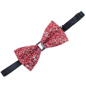 factory direct sale adjustable red flashing crystal bowtie for wedding