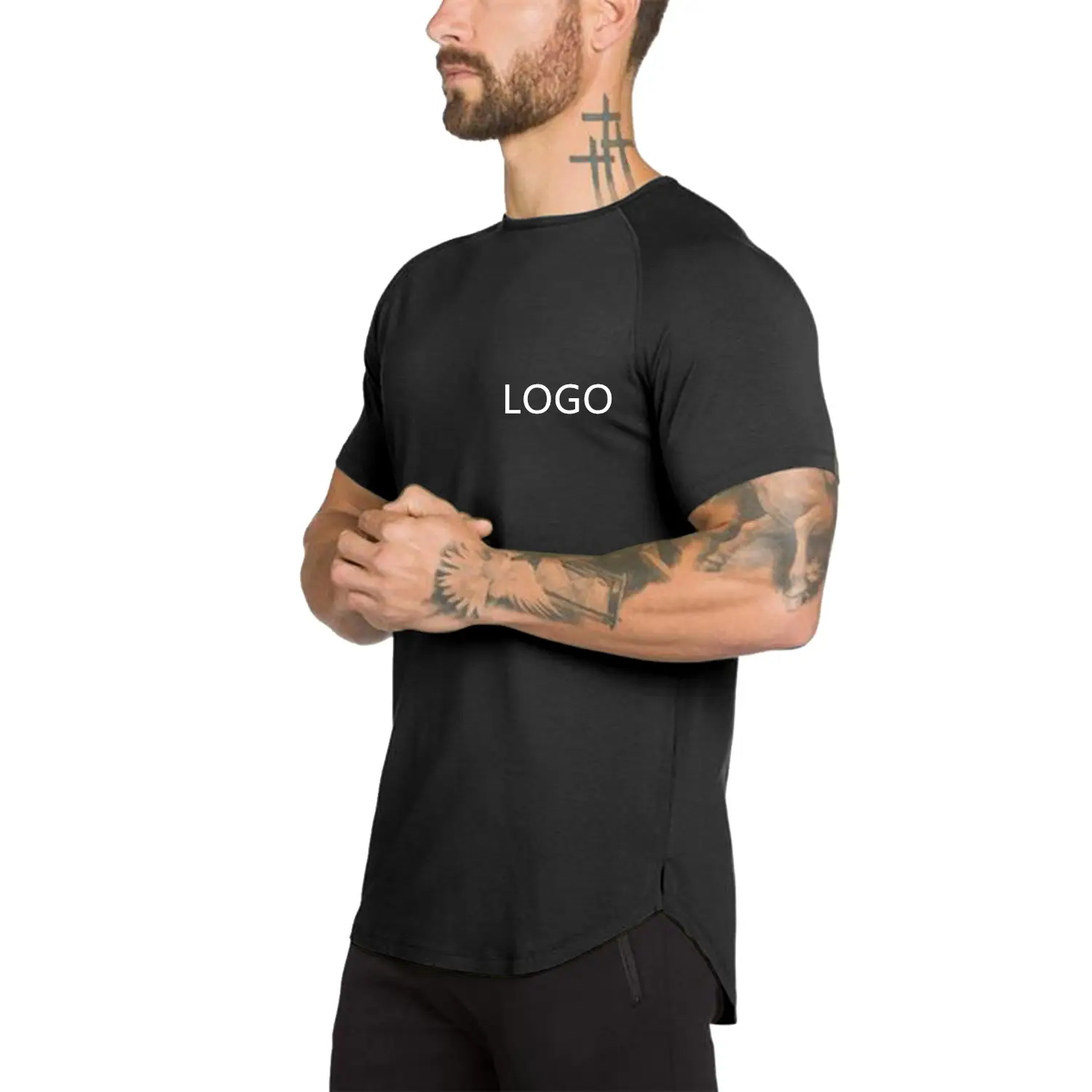 Cheap Price Fashion Workout Shirt Raglan Gym Fitted Shirt Summer Mens Clothing Sports Shirts