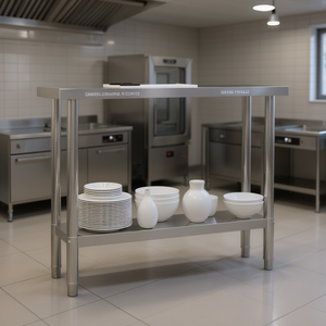 Commercial Kitchen <b>Work</b> <b>Table</b> 43.3x11.8x33.5 Stainless Steel Polished Finish Freestanding - Product Image 2