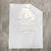 Sacs de courses réutilisables en plastique PE découpés sur mesure, avec logo blanc imprimé, sacs à main pour le commerce de détail, les cadeaux, les vêtements et l'emballage