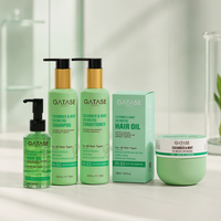 Shampooing et après-shampoing pour cheveux bouclés personnalisés en marque propre, ensemble de soins 6-en-1, menthe et concombre, hydratation intense, soins capillaires de salon