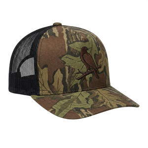 Gorras Trucker Personalizadas de Alta Calidad con Bordado 3D, Malla, Lona y Terciopelo, de 5 Paneles, para Exteriores, con Diseño de Hoja de Camuflaje y Puntada de Cadena, Estilo Cazador - Product Image 4