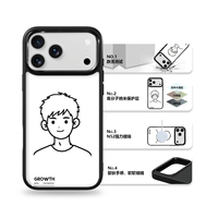 Coque de téléphone AG Feeling Black Edge avec motif garçon aux cheveux courts pour iPhone 17, 17 Pro Max, 16 Pro, 15, 15 Pro Max – Coque magnétique